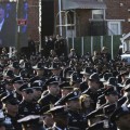 New York – Outside Executed Officers Funeral Hundreds Of Angry Police Turn Their Backs On The Mayor