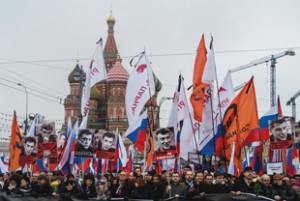 Mourners March After Russian Opposition Politician Boris Nemtsov Shot Dead